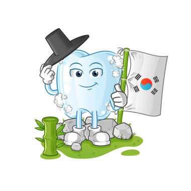 Köpüklü Koreli karakterli diş. çizgi film maskotu vektörü