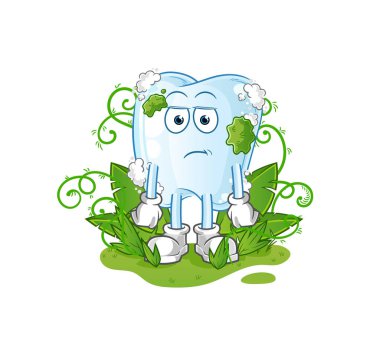 Köpüklü diş çok uzun bir maskot bekliyor. çizgi film vektörü