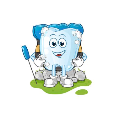 Köpüklü diş kamp maskotu olur. çizgi film vektörü