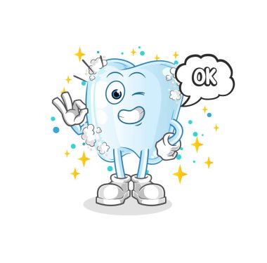 Köpüklü diş maskota iyi gelir. çizgi film vektörü