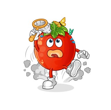 Domates kelebek resmi yakalar. karakter vektörü