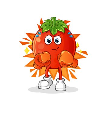 Domates boksörü karakteri. çizgi film maskotu vektörü