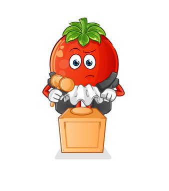 Domates yargıcının elinde tokmak var. karakter vektörü