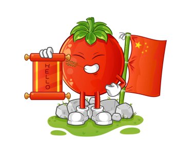 Domates Çin çizgi filmi. çizgi film maskotu vektörü