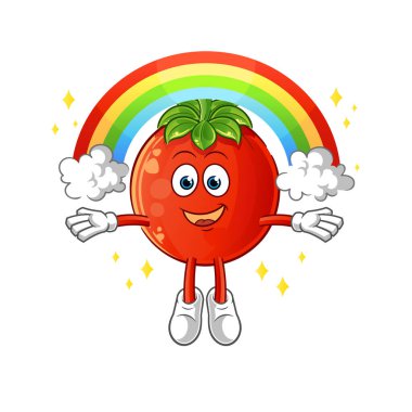 Gökkuşaklı domates. çizgi film vektörü