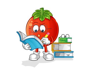 Maskotluk eğitimi alan domates. çizgi film vektörü