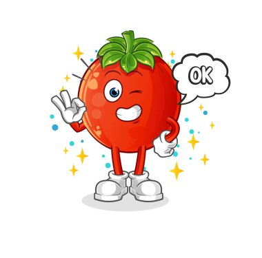 Domates kabul ediyor maskot. çizgi film vektörü