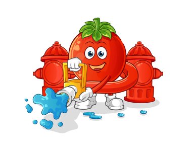 Domates itfaiyecisi vektörü. çizgi film karakteri