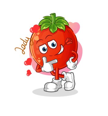 Domates resimle flört ediyor. karakter vektörü