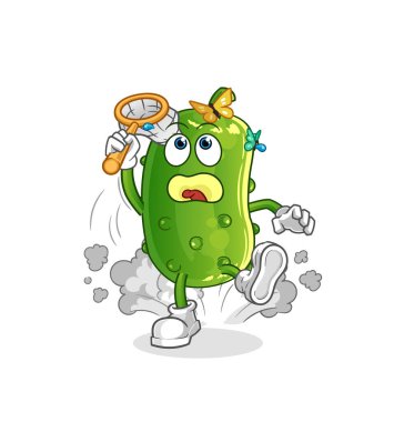 Salatalık, kelebek resmi yakalar. karakter vektörü