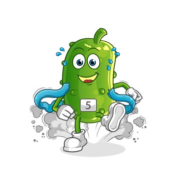 Salatalık koşucusu karakteri. çizgi film maskotu vektörü