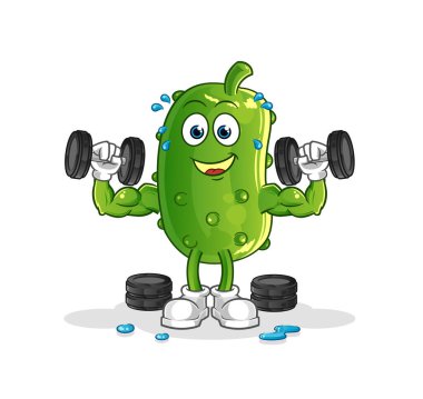 Salatalık sıklet eğitimi illüstrasyonu. karakter vektörü