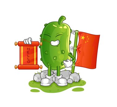 Salatalık Çin çizgi filmi. çizgi film maskotu vektörü