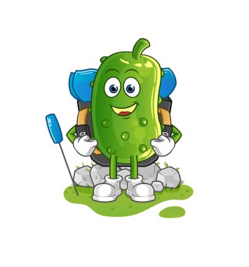 Salatalık kamp maskotu olur. çizgi film vektörü