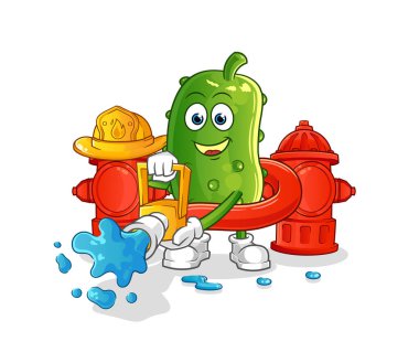 Salatalık itfaiyecisi vektörü. çizgi film karakteri