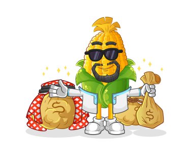 Mısır zengini Arap maskotu. çizgi film vektörü