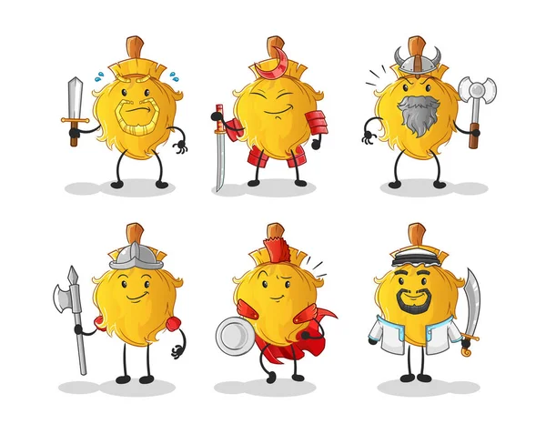 Süpürge savaşçısı grup karakteri. çizgi film maskotu vektörü