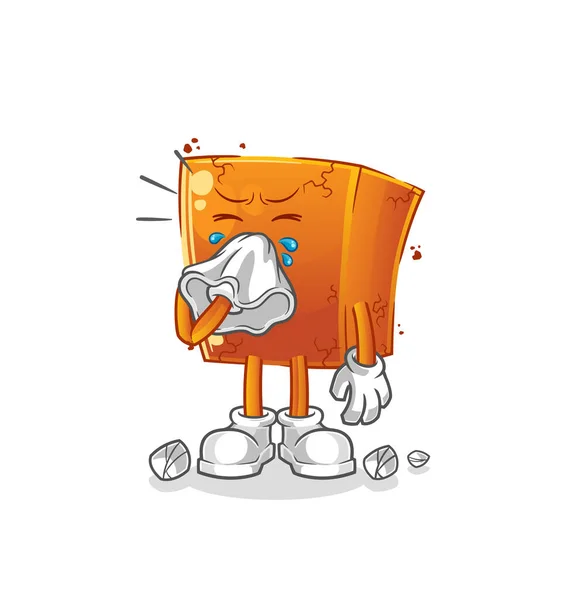 Ladrillo Soplado Nariz Carácter Vector Mascota Dibujos Animados — Archivo Imágenes Vectoriales