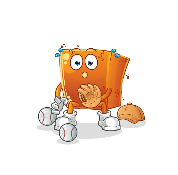 Ladrillo Béisbol Catcher Dibujos Animados Vector Mascota Dibujos Animados — Vector de stock