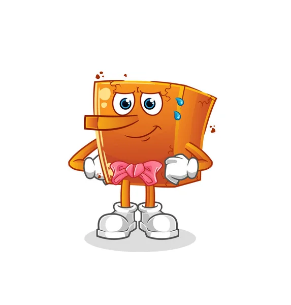 Brick Miente Como Personaje Pinocho Vector Mascota Dibujos Animados — Archivo Imágenes Vectoriales