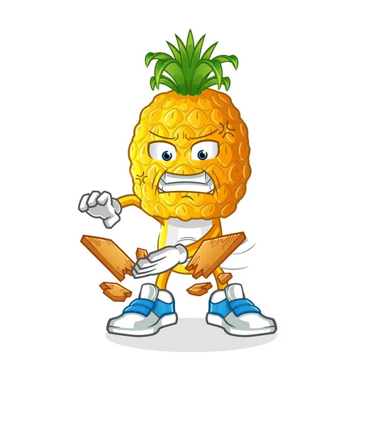 Pineapple Head Cartoon Karate Mascot Cartoon Vector — Stock Vector