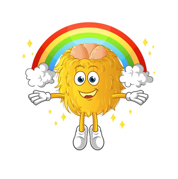 Gökkuşaklı kuş yuvası. çizgi film vektörü