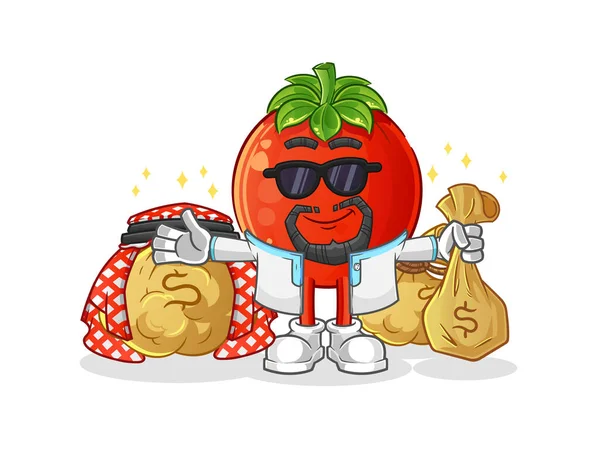 Domates zengini Arap maskotu. çizgi film vektörü