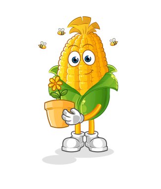 Mısır ve saksı. karakter vektörü