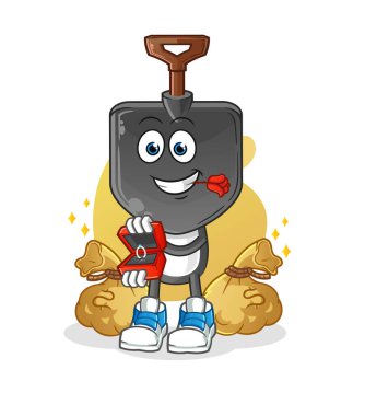 Kürek kafalı çizgi film karakteri yüzükle evlenme teklif ediyor. çizgi film maskotu vektörü