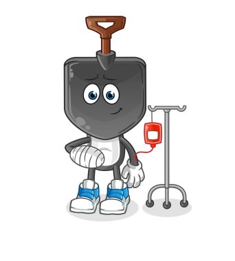 Kürek kafalı karikatür, IV illüstrasyonunda hastalandı. karakter vektörü