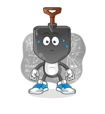 Kürek kafalı çizgi film karakteri sert bir vektör düşünüyor. çizgi film karakteri