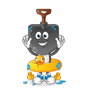 Ördek şamandıralı kürek kafa çizgi filmi. çizgi film maskotu vektörü