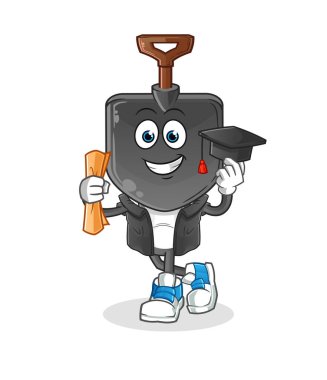 Kürek kafalı çizgi film mezuniyet vektörü. çizgi film karakteri