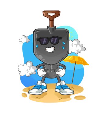 Kürek kafalı çizgi film karakteri yazın güneşleniyor. karakter vektörü