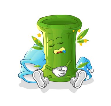 Bambu uyuyan karakter. çizgi film maskotu vektörü