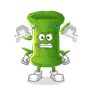 Bambu çok kızgın bir maskot. çizgi film vektörü