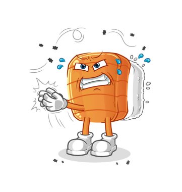 Suşi sinek karakteri. çizgi film maskotu vektörü