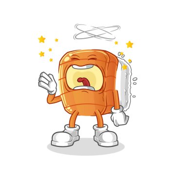 Suşi esneme karakteri. çizgi film maskotu vektörü