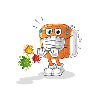 Suşi virüsleri reddeder. çizgi film maskotu vektörü