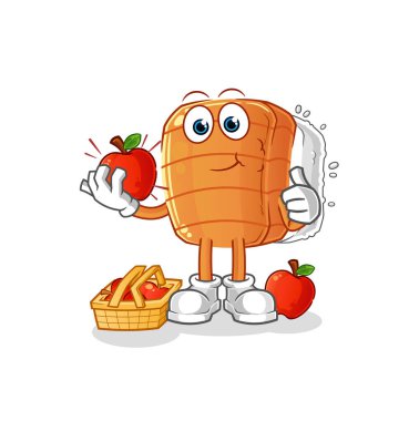 Elma çizimi yiyen bir suşi. karakter vektörü