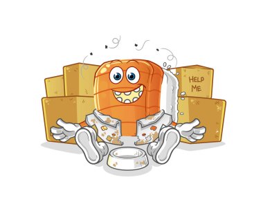 Evsiz suşi karakteri. çizgi film maskotu vektörü