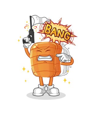 Suşi uyarı atışı maskotu. çizgi film vektörü