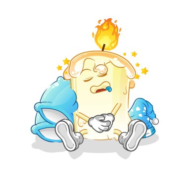 Mum uyuyan karakter. çizgi film maskotu vektörü