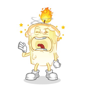 Mum esneme karakteri. çizgi film maskotu vektörü