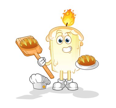 Ekmekli mum fırını. çizgi film maskotu vektörü