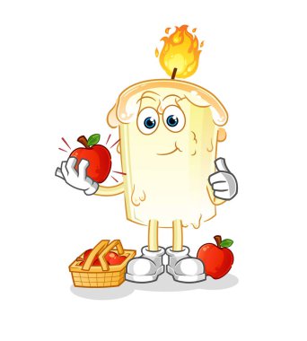 Elma yiyen bir mum. karakter vektörü