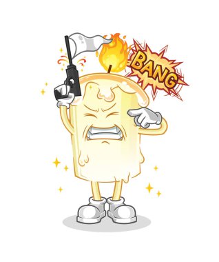 Mum uyarı atışı maskotu. çizgi film vektörü