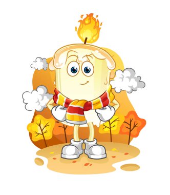 Sonbaharda mum. çizgi film maskotu vektörü