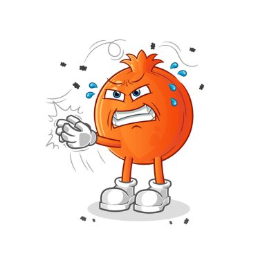 Nar sineği karakteri. çizgi film maskotu vektörü