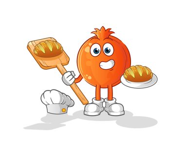 Ekmekli nar fırıncısı. çizgi film maskotu vektörü